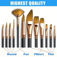 12 шт., набор кистей с нейлоновой щетиной, плоские кисти, акварельные масляные краски для художников, любителей и акриловых картин, тканевые кисти