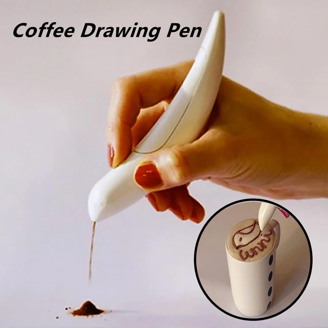 Electrical Latte Art Pen Coffee Spice Pen Cake Decor Drawing Carving Decor  Pen Portable White Baking Tools for Coffee Shop Home - AliExpress