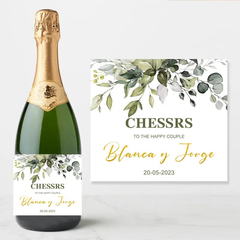 thumbnail image 1 of Pegatinas personalizadas para botellas de vino y champán, para bodas, compromisos, fiestas, bautizos, cumpleaños, baby showers, impresión de fotos decorativas, 1 of 5