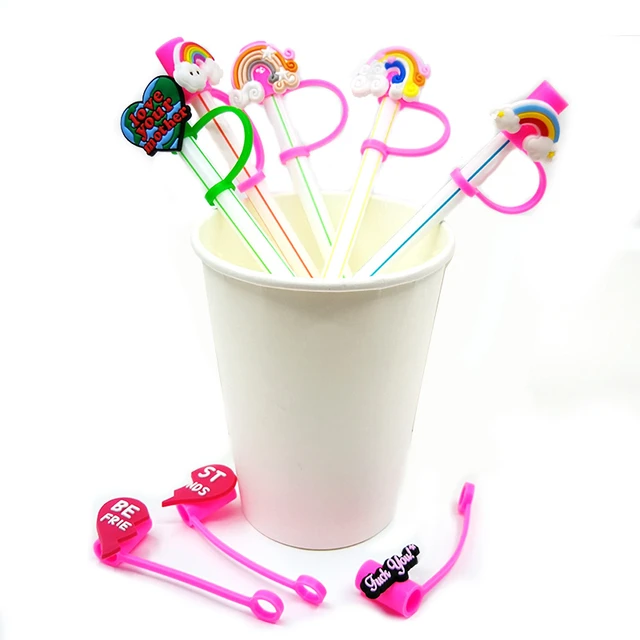 1PCS PVC straw cover hot cartoon figure straw cap fashion anime Plugs Tips  Cover Reusable Splash Proof Drinking straw toppers