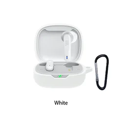 Silicone Protective Earphone Case with Hook - Solid Color Cover for JBL WAVE FLEX 2 (WH)