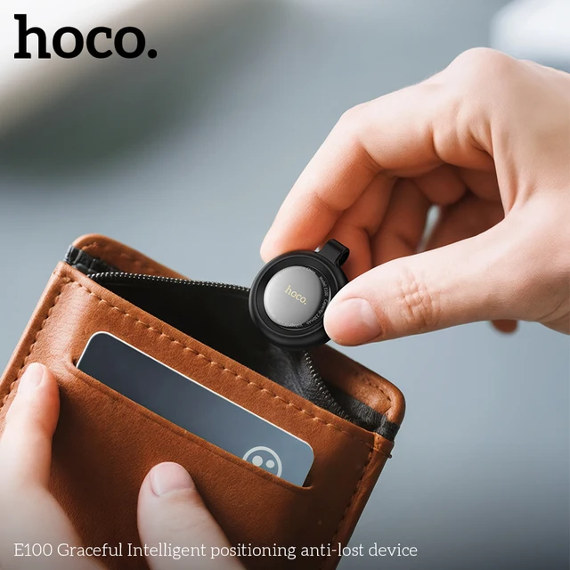 E100 Smart GPS Tracker Mini Tag Anti-Lost Device with Case for iOS Apple Find My App Car/Key/ Pet/Kids Location Finder 5