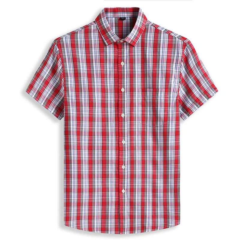 Cotton Men's 5XL 6XL 7XL 8XL 12XL Plus Size Fashion Casual Classic Style Comfortable Plaid Short Sleeve Shirt casual short sleeved shirt short sleeved shirt