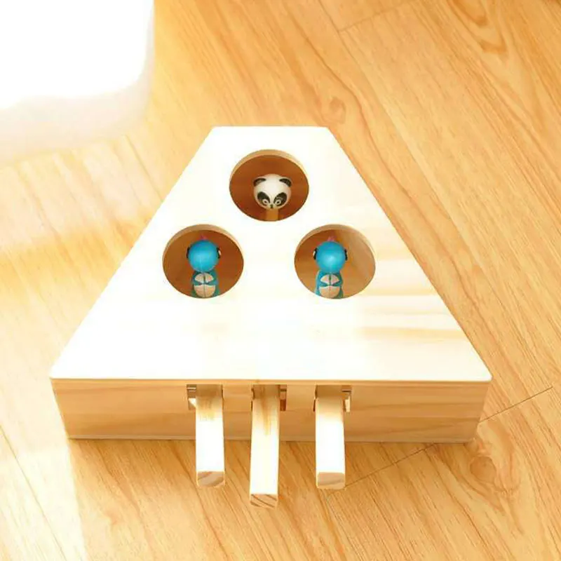 Wooden Cat Whack-a-mole Toy Cat Toy Hamster Toys Wooden Cat Toys For Play With Cat Cat Hamster Wooden Cute Funny 6