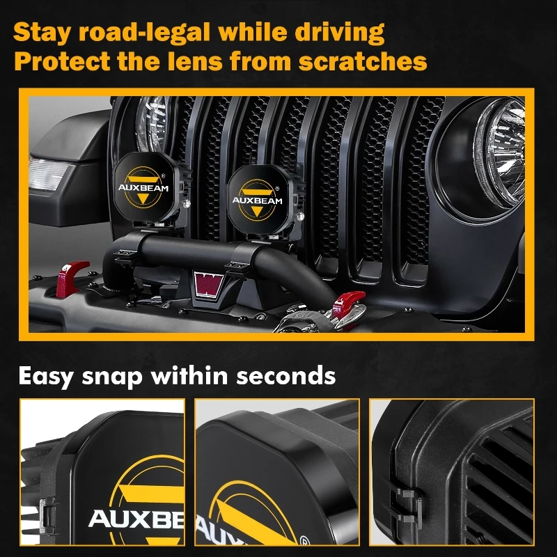 AUXBEAM 블랙 LED 포드 조명 실드 커버, 조명 없는 커버만 포함, 3 인치