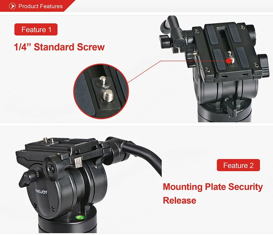 . VT2500 VT2500L 72 Inch Camera Tripod Professional Heavy Duty Aluminum Stand wi