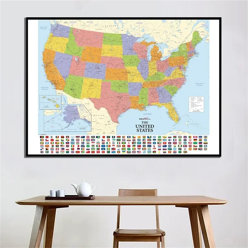 90*60cm The World Map Decorative Posters Unframed Prints Wall Art Canvas Paintings School Supplies Living Room Home Decoration