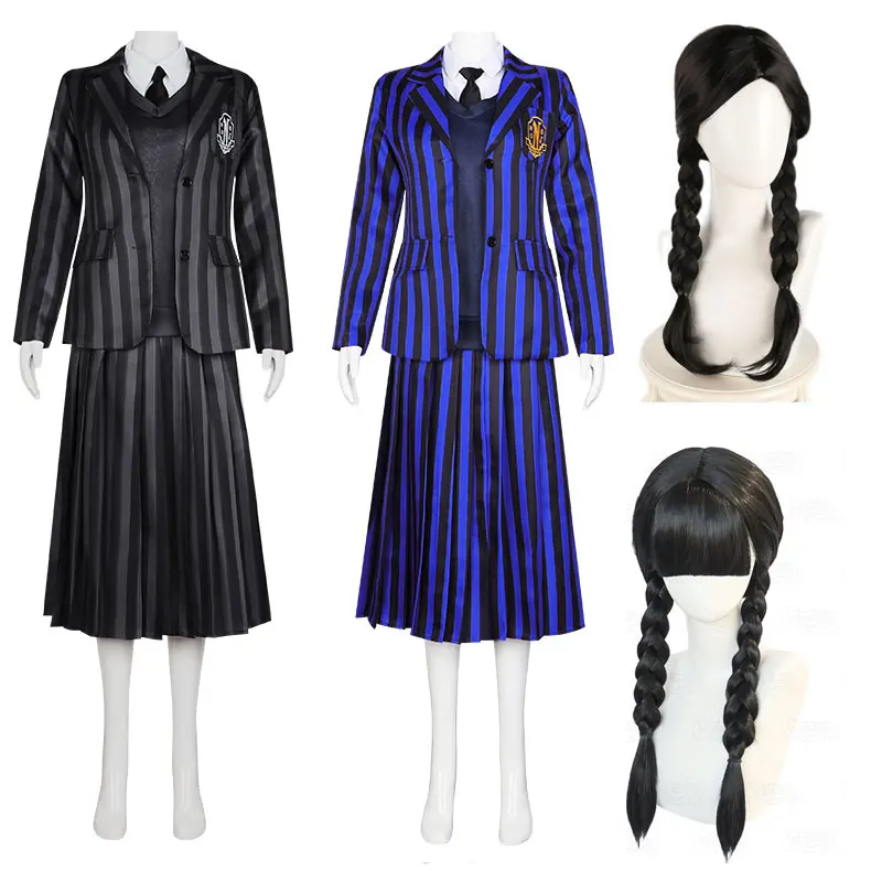 Wednesday Addams Wednesday Cosplay Costume School Uniform Outfits Halloween  Carnival Party Suit For Adult Kids - AliExpress