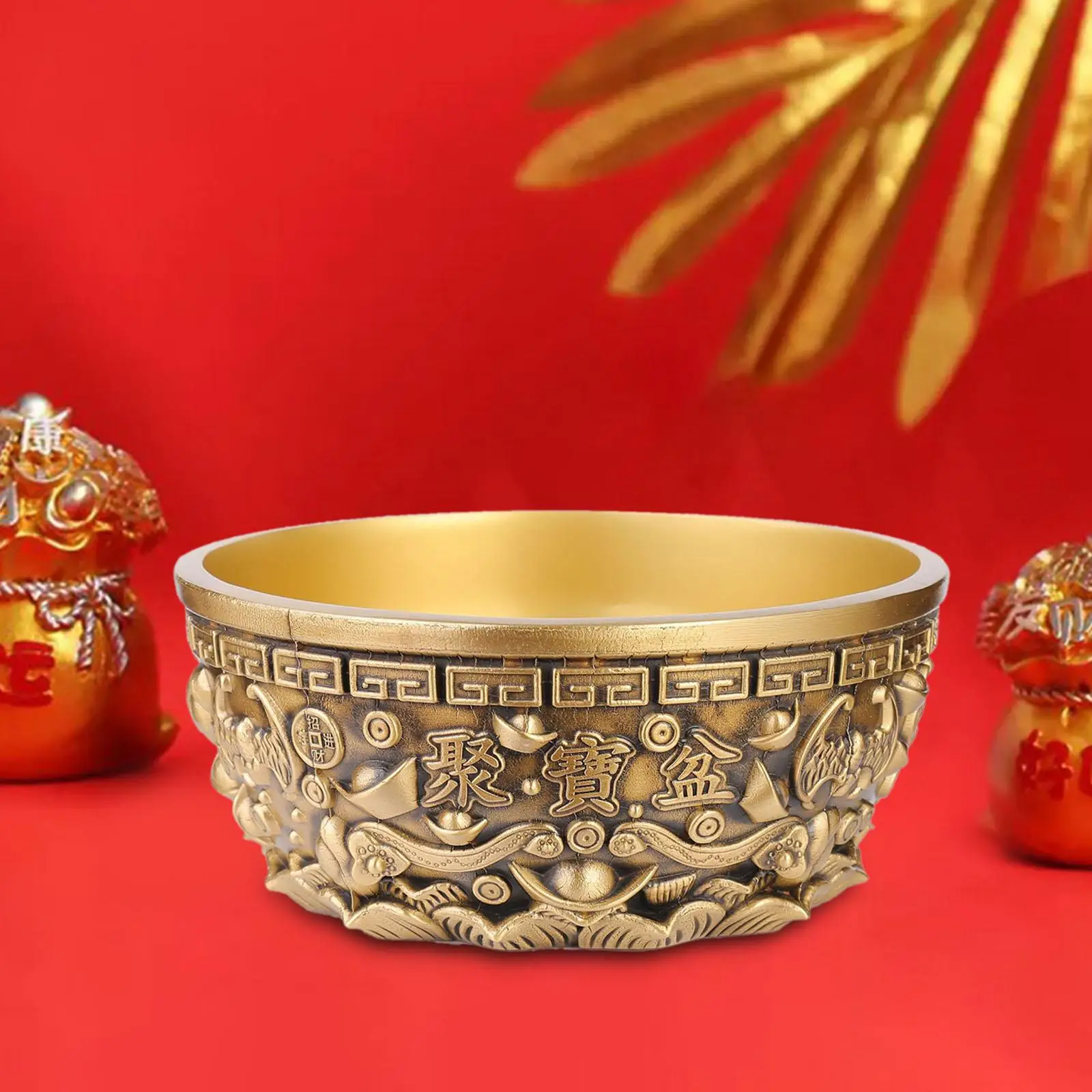 

Тарелка с сокровищами, фигурки, настольная, корнукопия, латунь, фэн-шуй