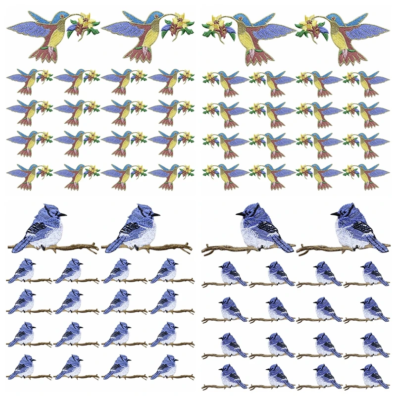 

10PCS/lots Hummingbird Iron On Patches Birds Sewing On Clothing Thermoadhesive Patches For Clothes DIY Embroidered Stickers