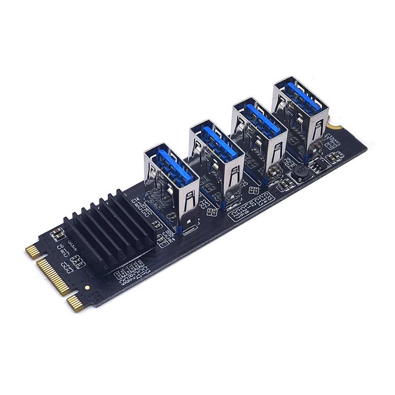 

Карта Riser M.2 M2 NGFF NVME к PCIE PCI Express X16 от 1 до 4 портов USB 3,0, усилитель слота, концентратор, адаптер для майнинга биткоинов Antminer