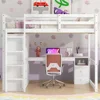 Bunk Beds Full Size Loft Bed with Wardrobe and Desk, Wood Loft Bed Frame with Storage Shelves and Drawers Kids Bed 3