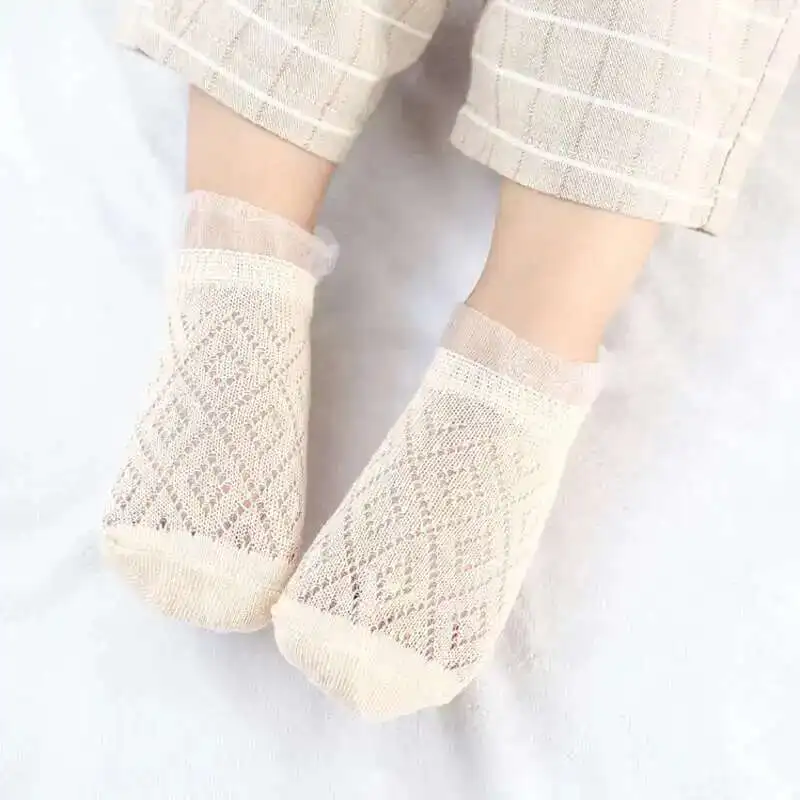 1 Pair Baby Socks Boys Girls Soft Summer Non Slip Ultrathin Mesh Children Lace Net Newborn Kids Infant Toddler