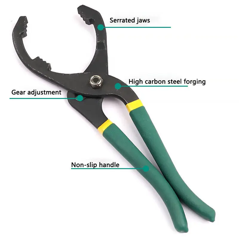 

10/12 inch Adjustable Filter Removal Pliers Oil Filter Wrench Pliers Tools Car Accessories