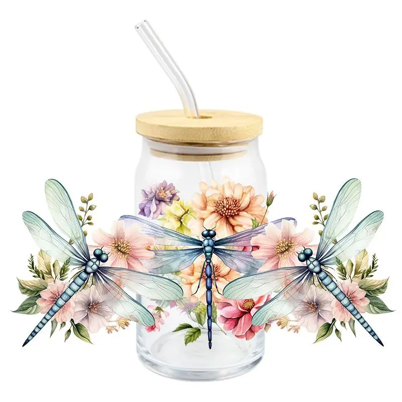 Beautiful Dragonfly UV DTF Wrap Transfer Stickers DIY Waterproof Design DTF Wrap For Glasses Cups Bottles Sticker 3d stickers 3d wall stickers uv dtf wrap transfer