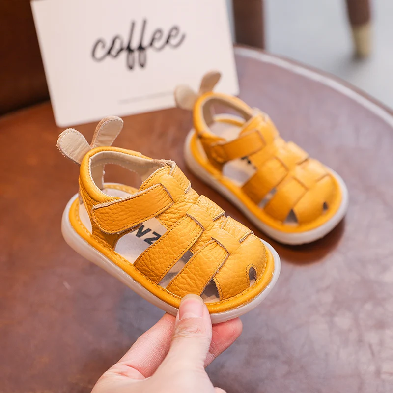 Baby Girls Boys Sandals 2022 Summer Infant Anti-collision Toddler Shoes Genuine Leather Soft Bottom Kids Children Beach Sandals leather girl in boots