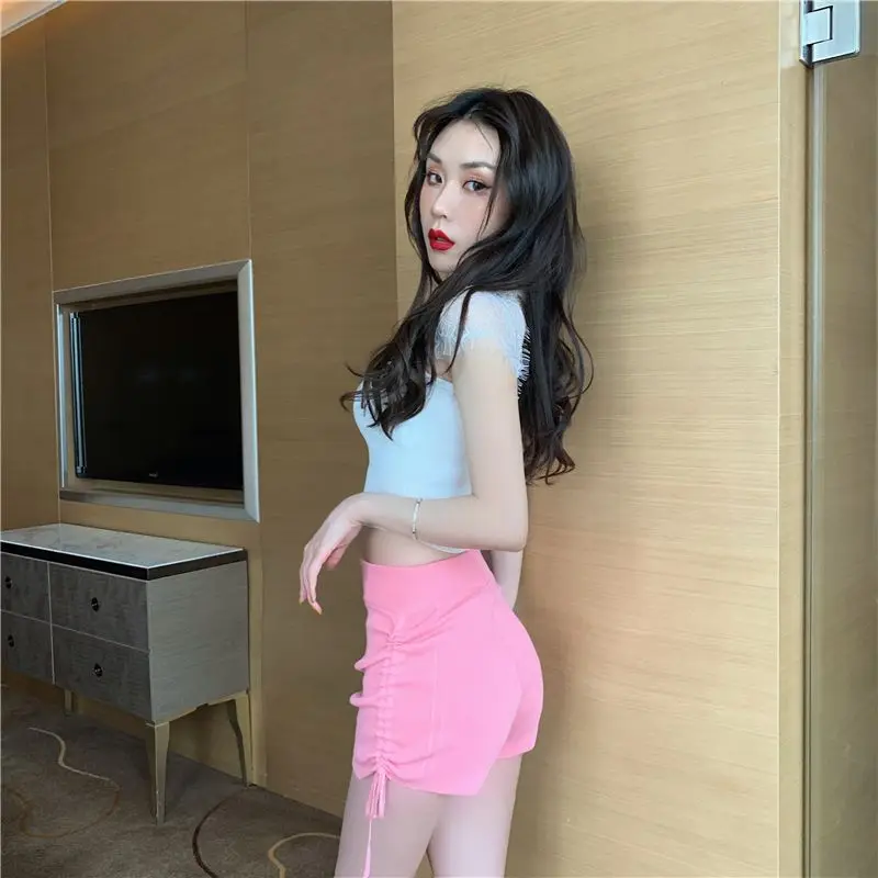 Sports Shorts for Women with High Waistband and Wide Leg Casual Pants Tight and Elastic Spicy Girl Yoga Shorts for External Wear