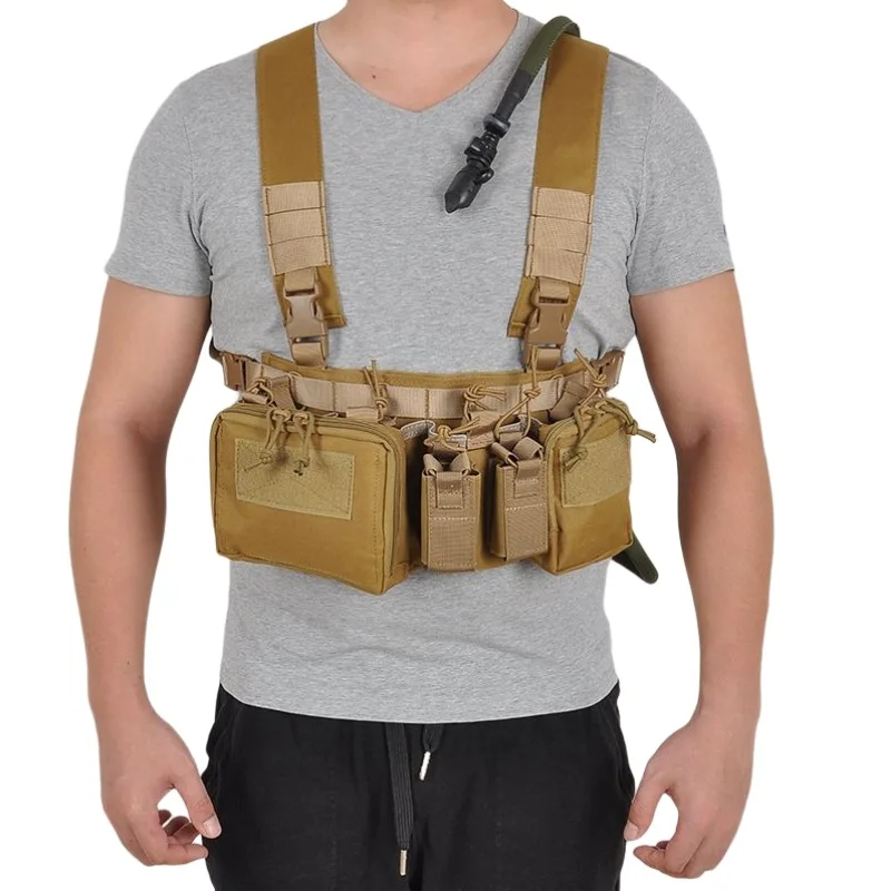 Tactical Chest Vest Rig Bag Field Training Vest Multifunctional Camouflage Strap with Multi-Pocket Outdoor Camping CS Match Pack