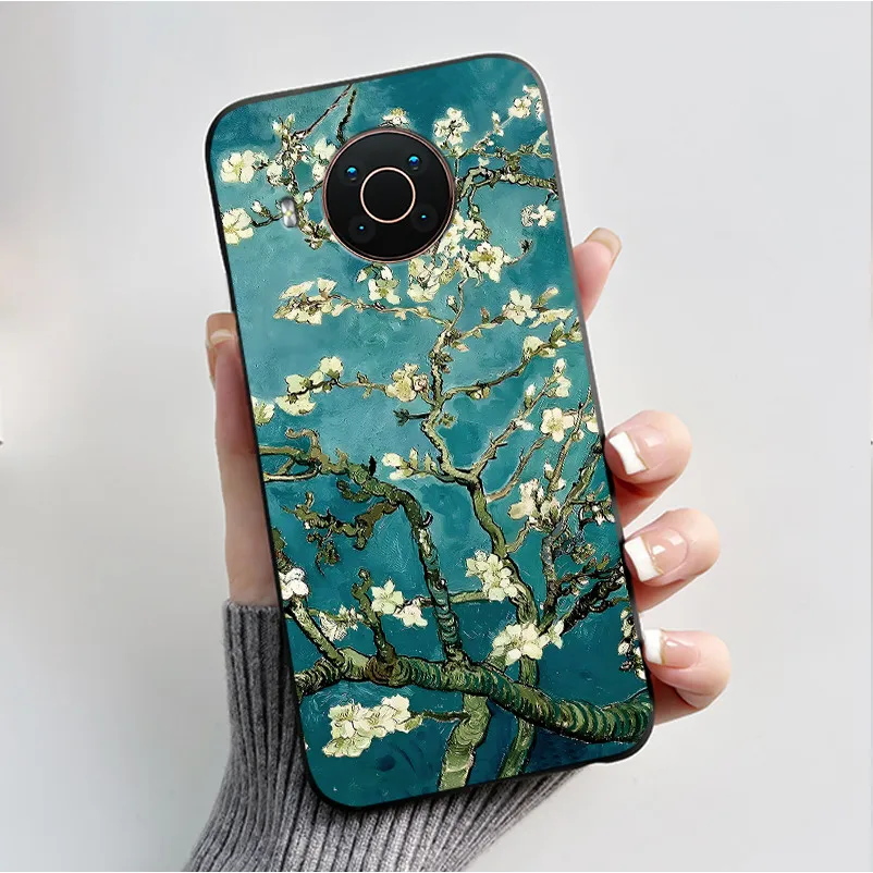 Floral Cartoon Design Soft Silicone Black Phone Case