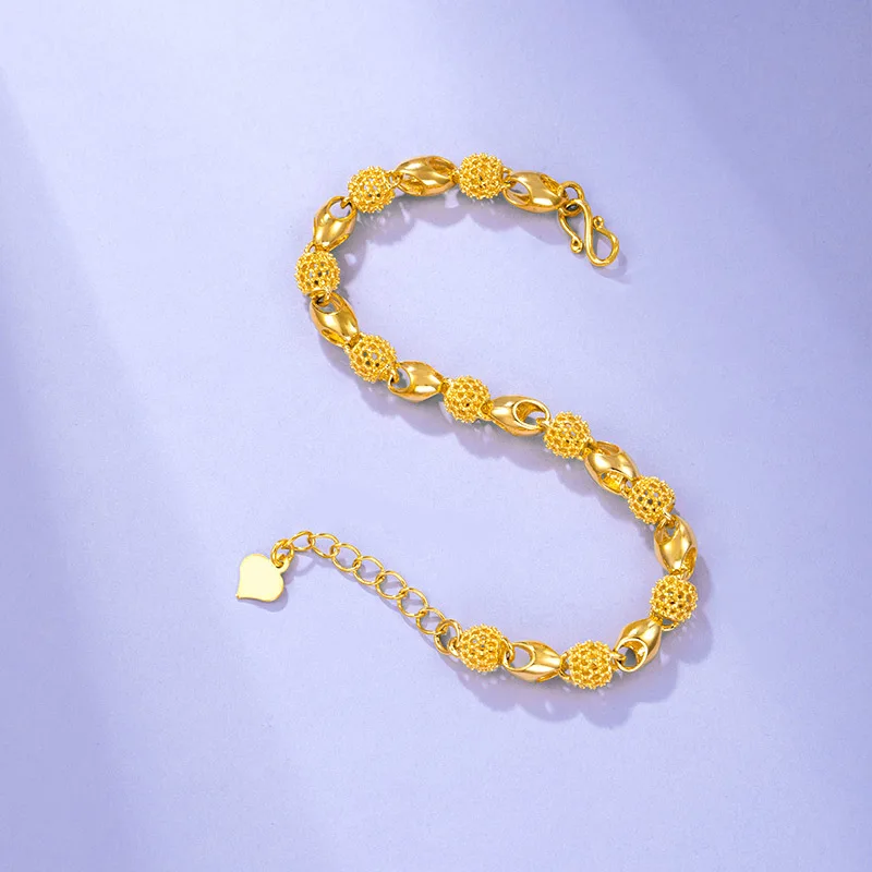 Trendy 24K Gold Plating Bracelets For Women Girl Hollowed Out Ball Jewelry Advanced Decorations Birthday Gift