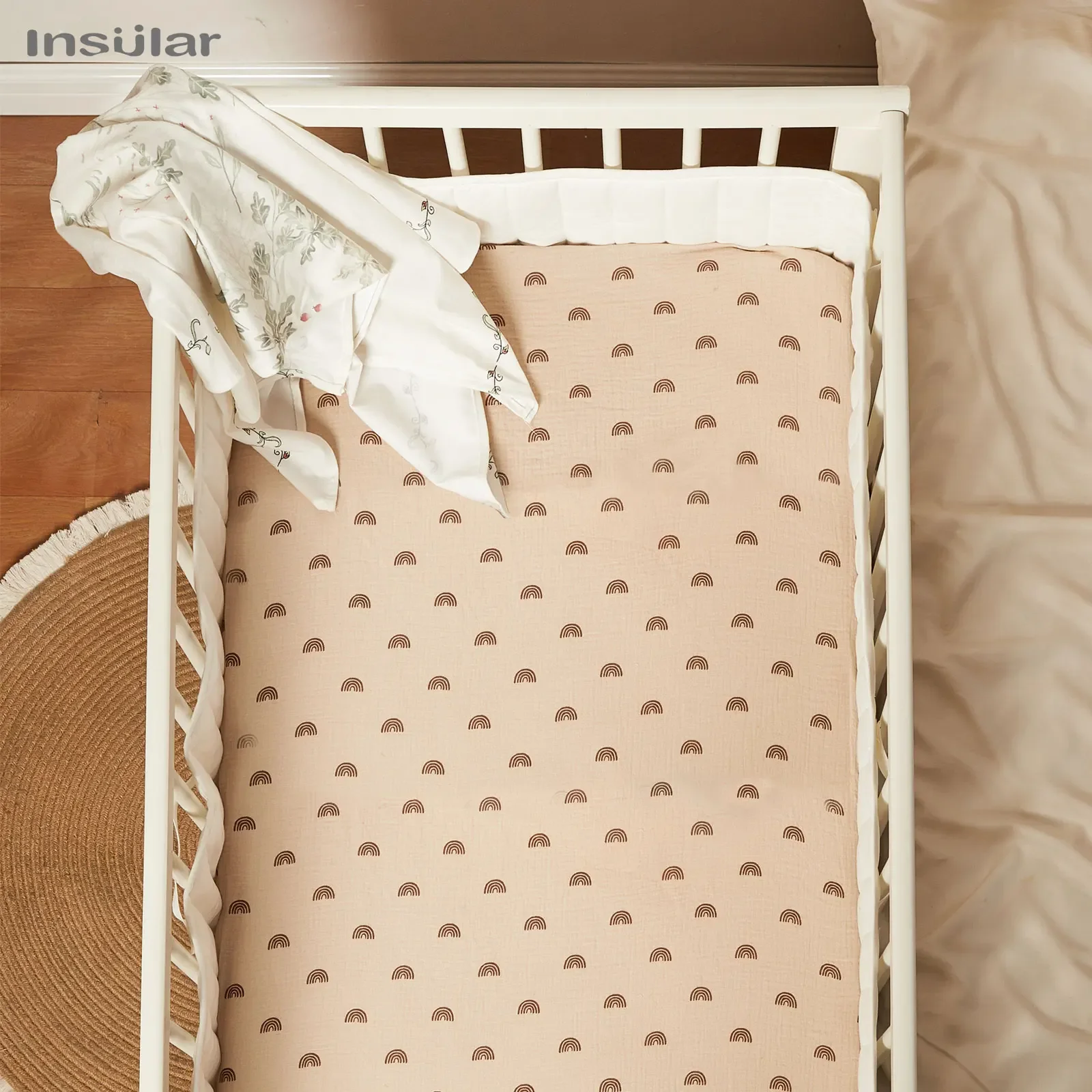 130*70cm Crib Fitted Sheets Soft Baby Bed Mattress Covers Print Newborn Toddler Bedding Set Kids Mini Cot Sheets Cotton