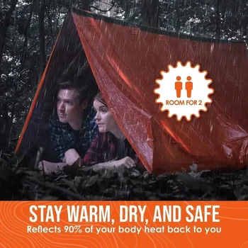 2-Person Outdoor Camping Tent Waterproof Lifesaving Tent Emergency Escape Camping Survival Tent Kit Outdoor Camping Mat 1