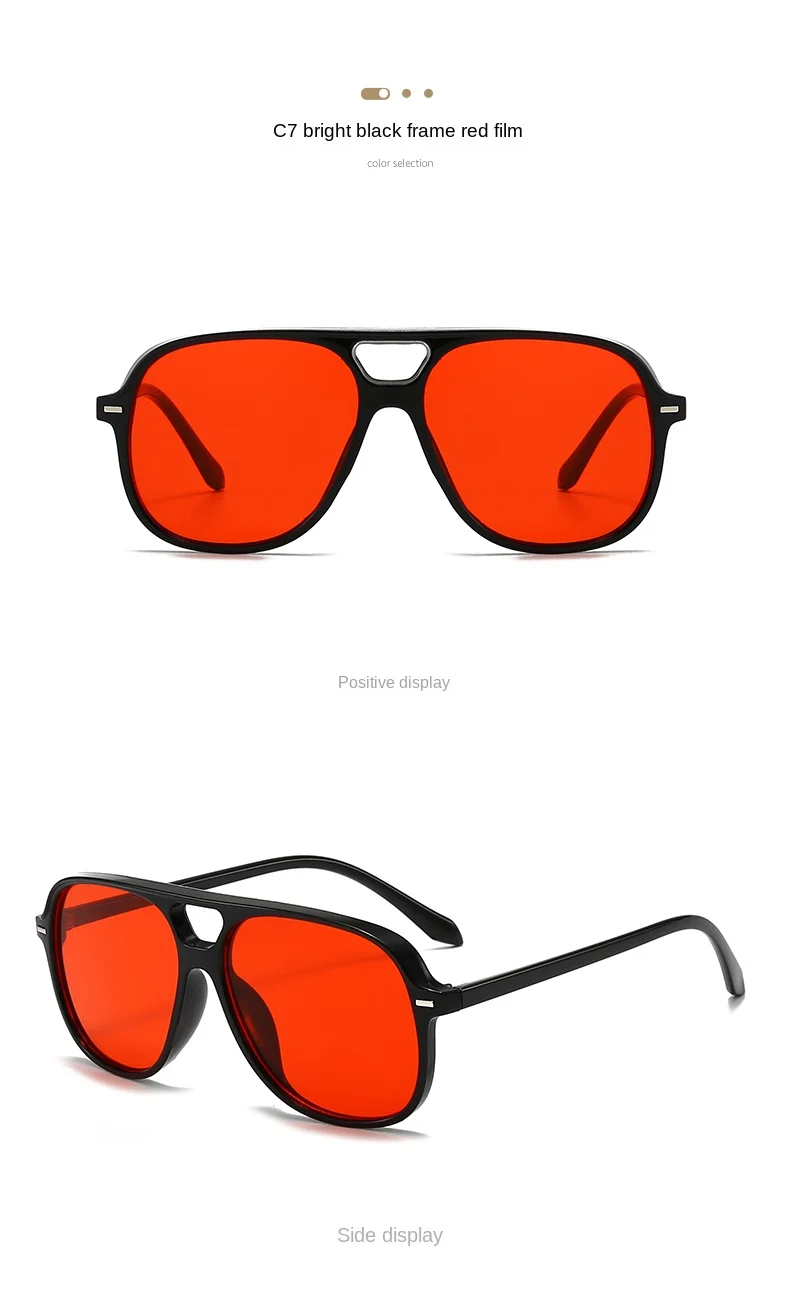 Retro Doppelbalken-Sonnenbrille für Damen Neue Sommer-Outdoor-UV-Schutz-Mode Schwarze Rote Brille Vintage-Design Sonnenbrillen für Herren – Detail 12