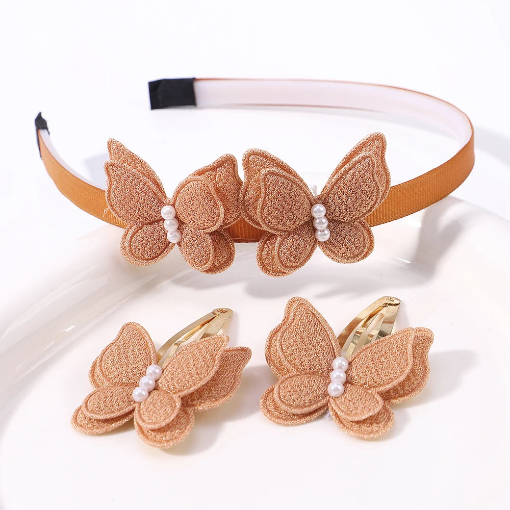 10 teile/satz Mädchen Zarte Haar Band Haar Clips Set Solide Schmetterling Imitation Perle Haar Hoop BB Clip Headwear Geschenk Sets – Detail 13