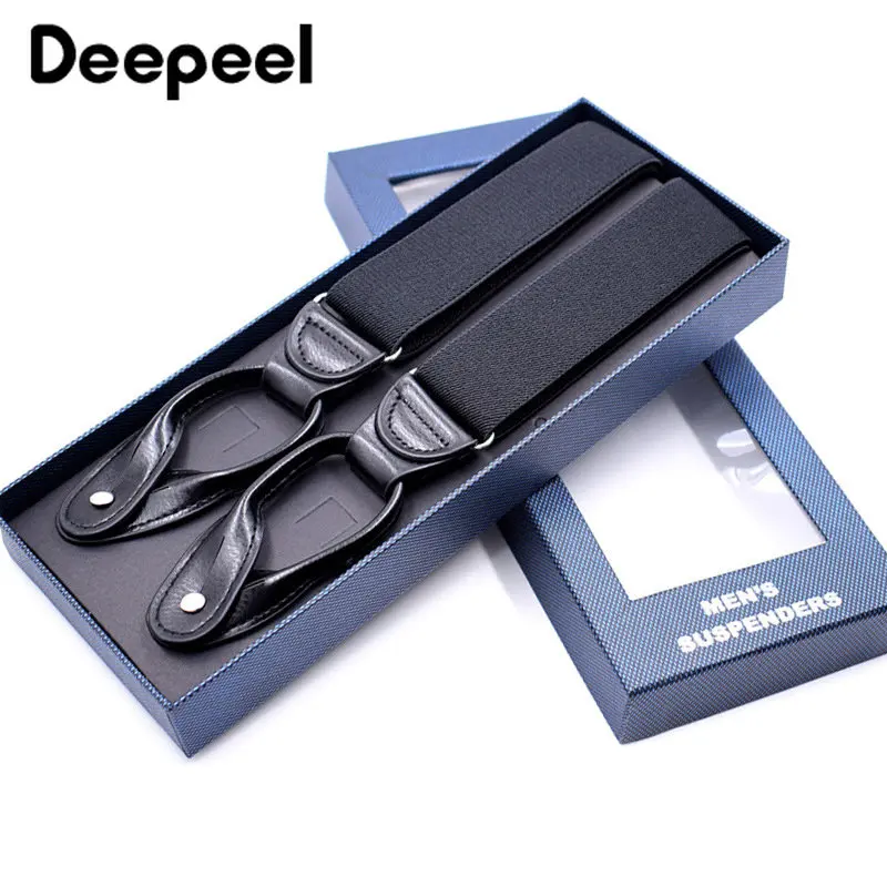 

1Pc Deepeel 3.5*120cm Men's Suspenders Adult 6 Buttons Suspender Elastic Adjustable X-Type Wide Strap Jeans Work Braces for Men