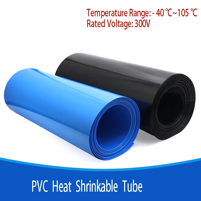 

1M PVC Heat Shrink Tubing Width 308mm-625mm Heat Shrinkable Film Battery Protective Sleeve Blue/Black