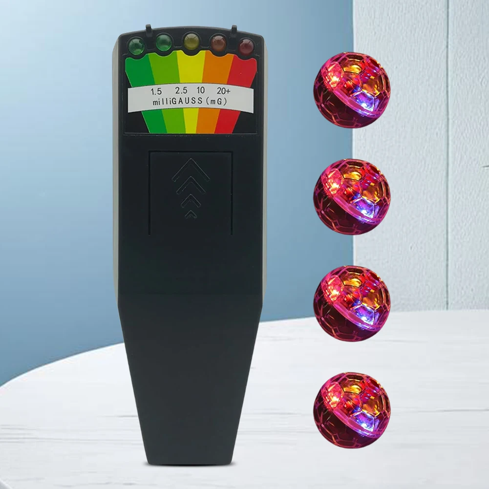 5 LED EMF Meter with 4 Motion Light Up Cat Balls Electromagnetic Field Radiation Meter 50Hz-2000MHz Ghost Hunting Equipment Kit emf meter tester