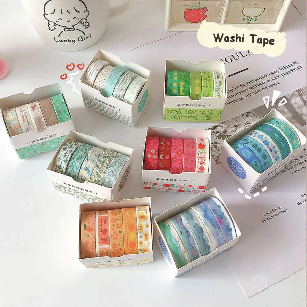 Cute Washi Tape Set 2/3m Decorative Masking Tape Scrapbooking Adhesive School Stationery Supplies washi tape decoration tape decorative tape masking tape adhesive tapes adhesive tape collage tape 5 Rolls