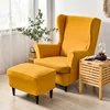 Elastic Wing Chair Cover Stretch Spandex Wingback Sofa Slipcovers Solid Color Wing Armchair Covers with Seat Cushion Covers 5