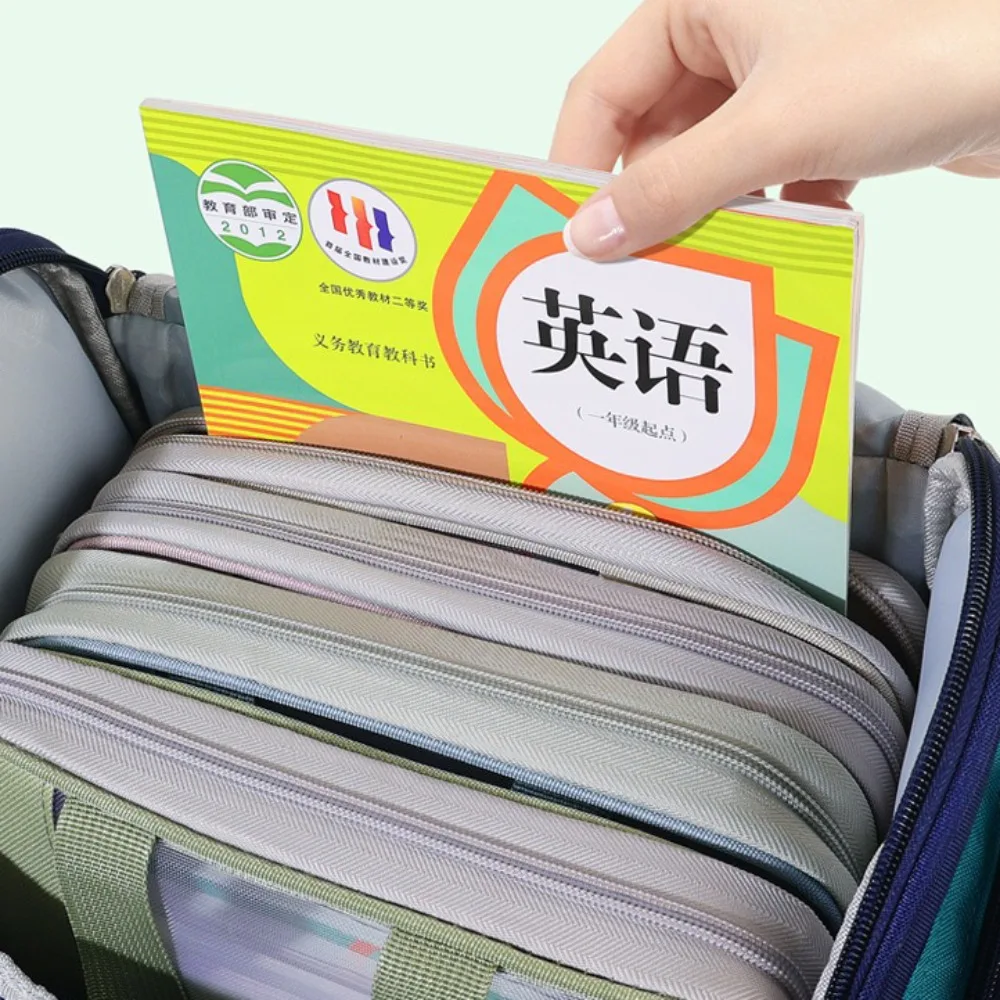 New Nylon Mesh Tutoring Bag Large Capacity Transparent File Bags Handheld Multi Layer Handbag School