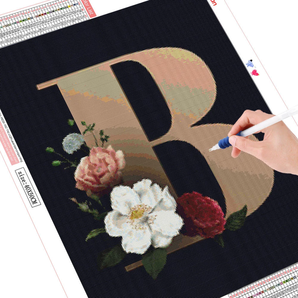HUACAN Diamond Painting Kit Cartoon Letter 5D DIY Diamond Embroidery Cross Stitch Text Rhinestones Mosaic Wall Art