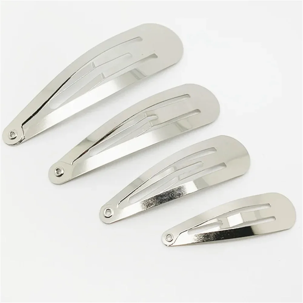 Hair Clips 5-50pc 3/4/5/6cm Simple Silver BB Snap Hairpins Base For DIY Handmade Women Girls Styling