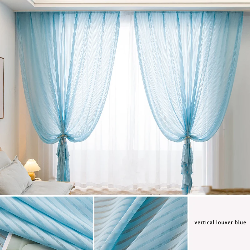 Vertical Blinds Striped Tulle Curtains Living Room Bedroom Windows Home Decor Voile Organza 