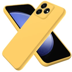 Liquid Silicone Soft Back Protective Case - Smart Design 4G Cover for ZTE Blade A73 4G (Yellow)