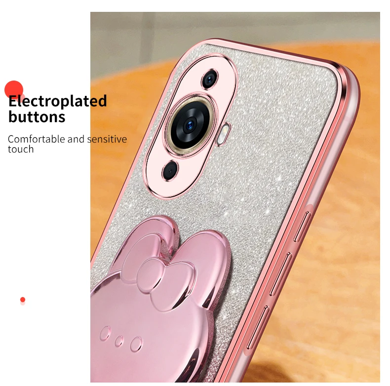 Honor8 Glitter Kaninchen Make-Up Spiegel Halter Fall Für Huawei Honor X8 8 X30 X40 X10 X20 50 9a 9 pro Weiche Abdeckung_voghion.com