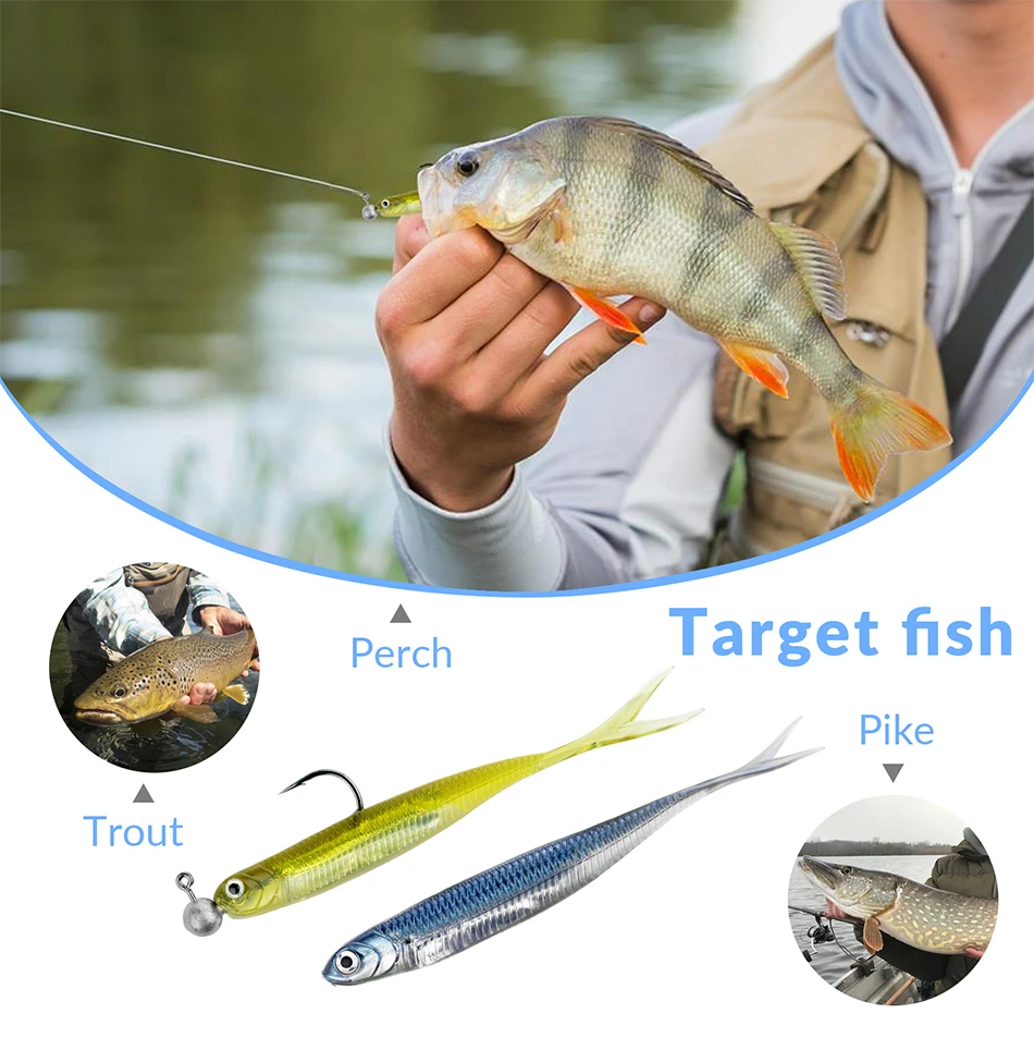 5 Esche Da Pesca In Silicone Morbido - Per Pesci Predatori, Acqua Dolce E Salata, Design Realistico 3D - Foto 10