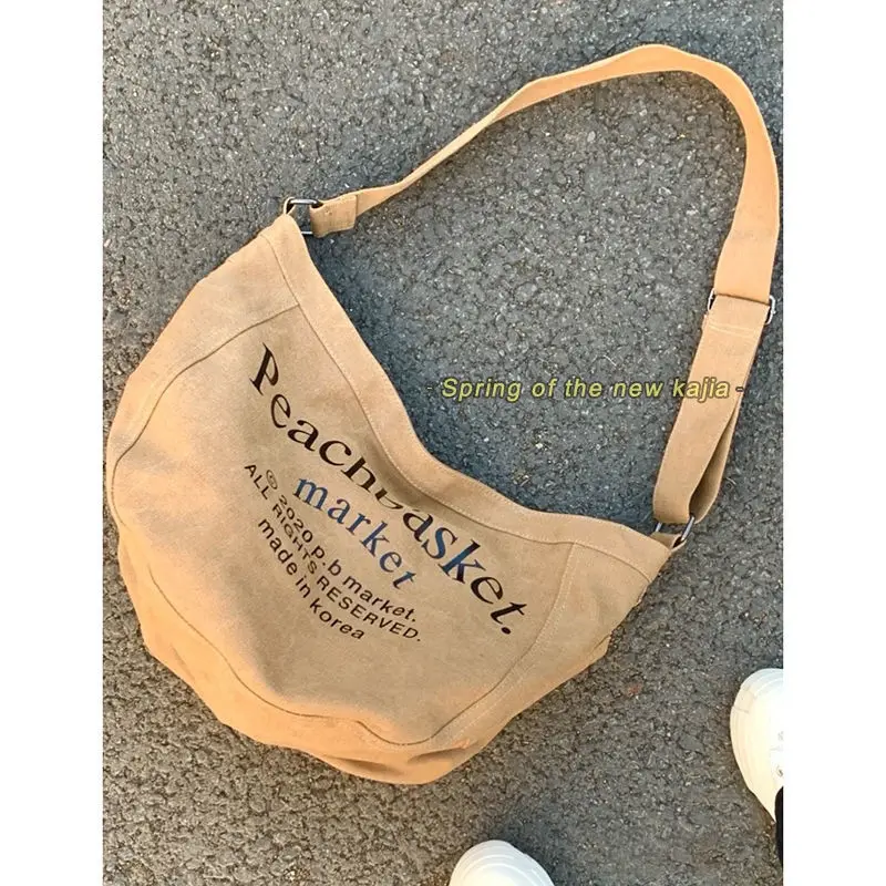 College Women's Khaki Canvas Messenger Bag - Vintage Retro Tote with Spacious Compartments, Multi-Functional Crossbody