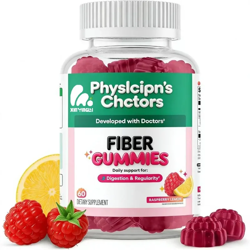 Physician's Choice Fiber Gummies for Digestive Health&Regularity-Raspberry Lemon Flavor Natural Chicory Root Prebiotic Fiber60CT