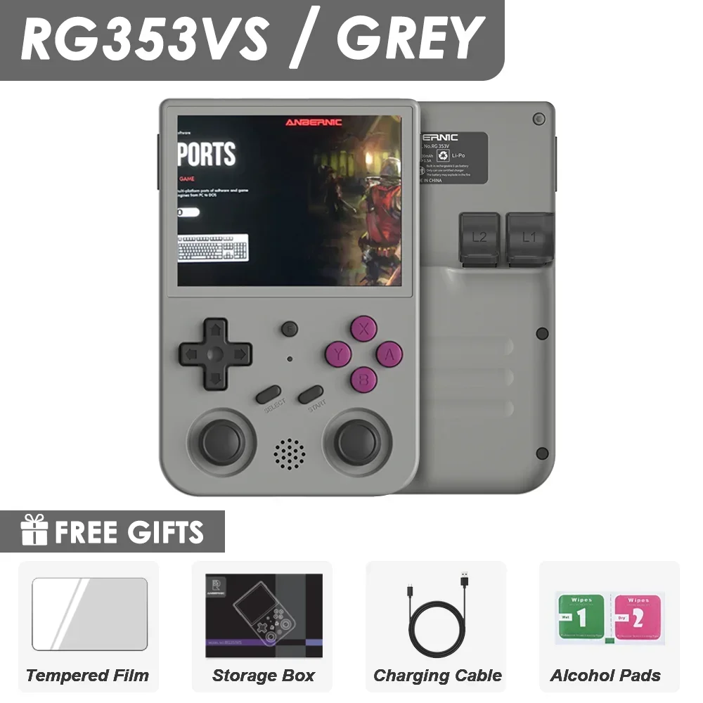 Consola de videojuegos portátil de doble sistema RG353V RG353VS con pantalla táctil de 64/128/256 GB y Android 11 y LINUX