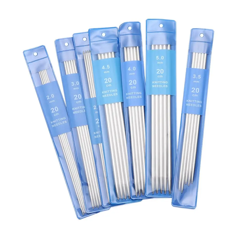 5Pcs/set 20cm Straight Knitting Needles Stainless Steel Crochet Hook DIY Sweater Weave Knitting Tools Size 2-5mm