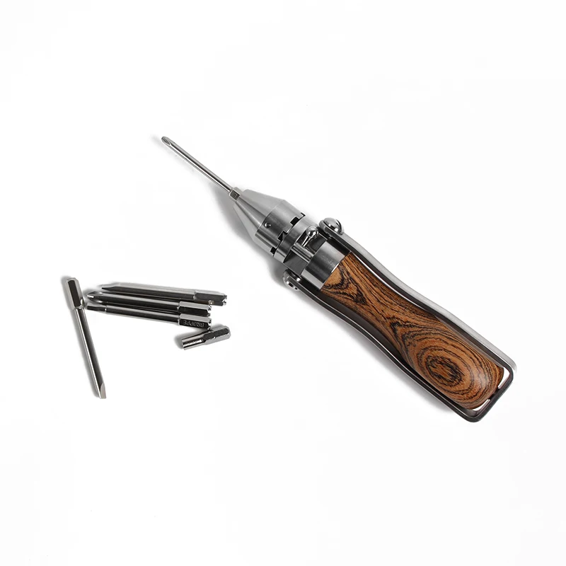 1PCEDCToolsGermanRetroWoodHandleStainlessSteelRatchet