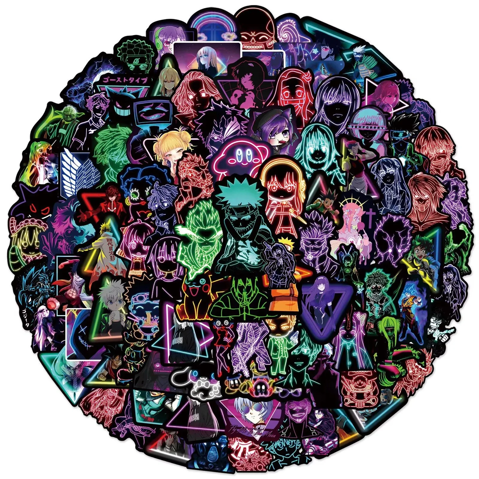 50/100PCS Mixed Anime OnePiece Demon Stickers Neon Light Laptop Car Guitar Motorcycle Luggage DIY Decal Graffiti Sticker Kids anime stickers