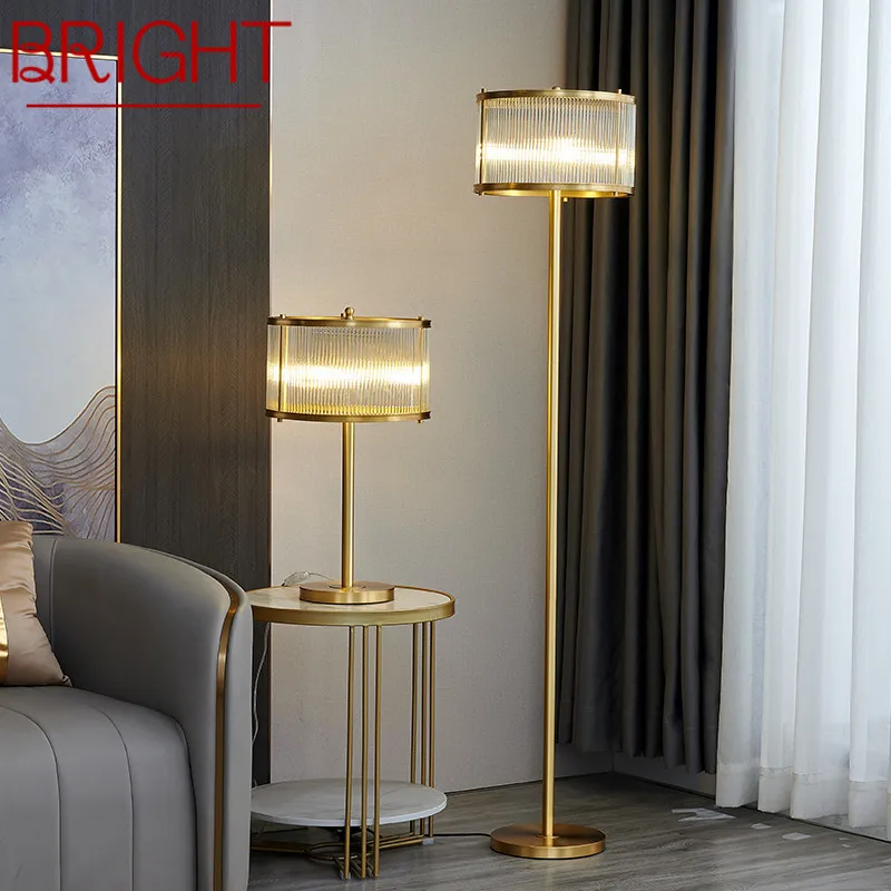 

BRIGHT Nordic Brass Floor Lamp Modern Luxurious Bedroom Living Room Beside The Sofa LED Decorative Standing Light