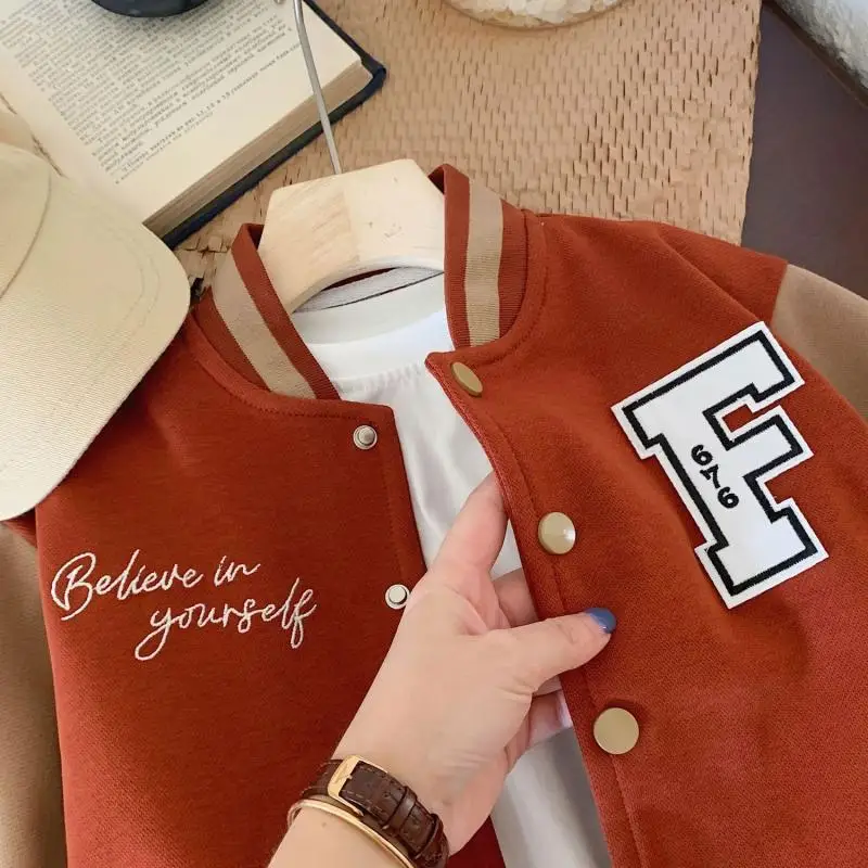 Kids Boys And Girls Spring And Autumn Baseball Jersey 2024 New Children's Clothing Coat Children's Korean Version Jacket Trend