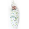 Insular Soft Baby Swaddle Muslin Blanket Printed by Cute Animal and Zipper Wrap Swaddling Blanket + Hats Set 4
