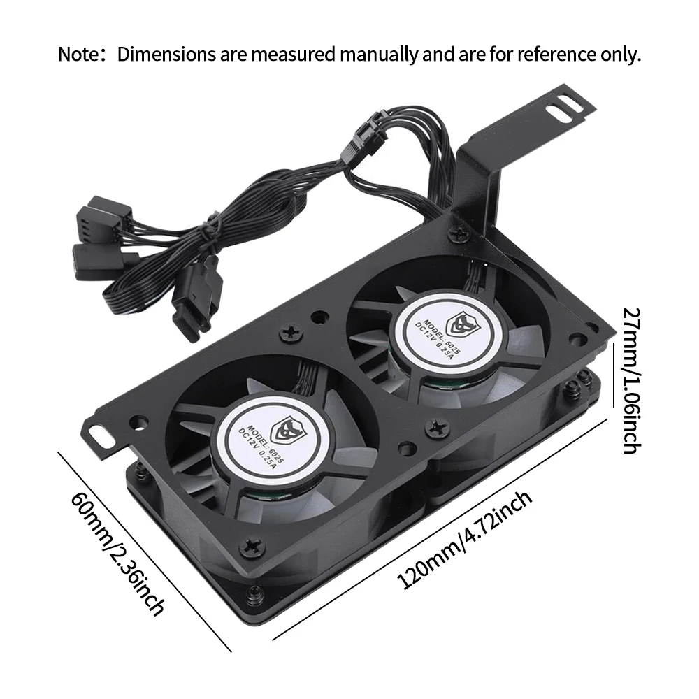1PCS Heatsink Cooler For ARGB Syn Low Noise Cooling Fan with Dual 60mm Fan 6000-3600RPM 12V for DDR/DDR2/DDR3/DDR4/DDR5